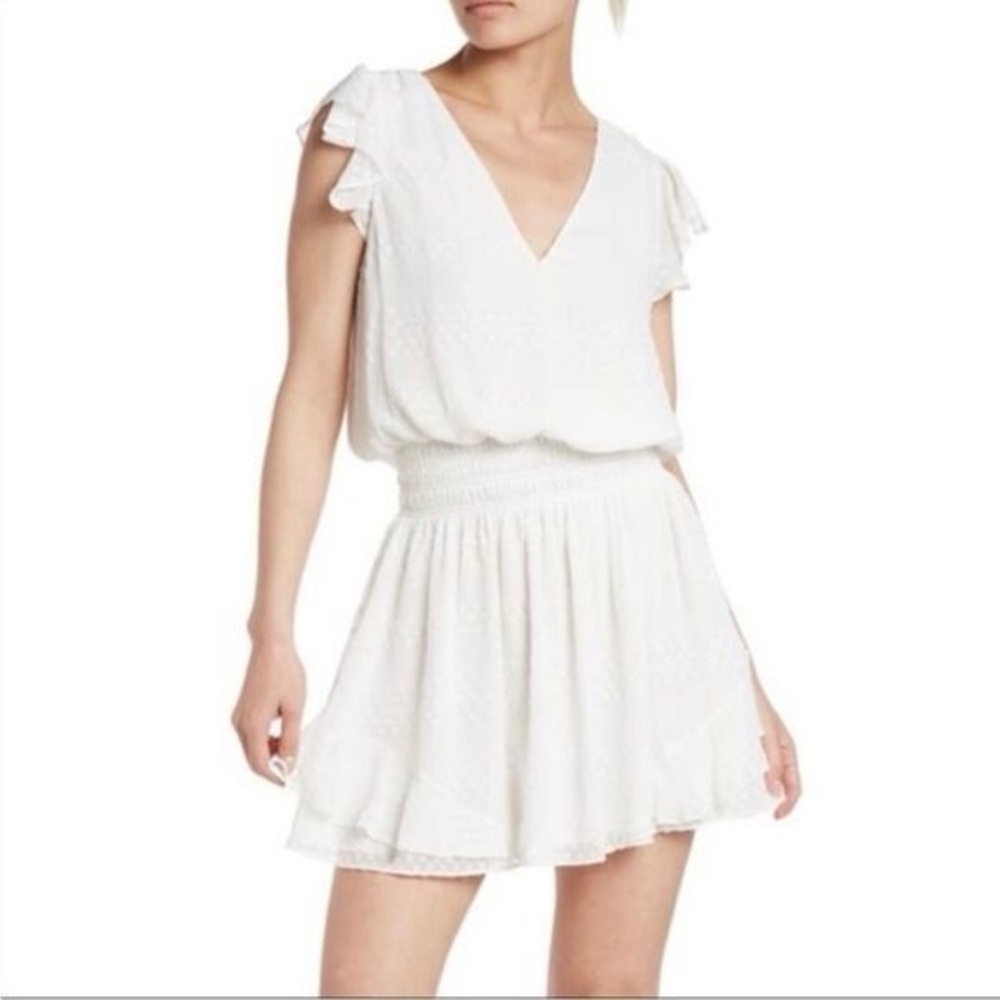 NWOT Ramy Brook Simona Mini Dress With Sparkle in White Size Large